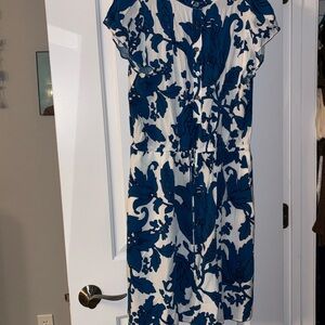 Blue and white loft mini dress